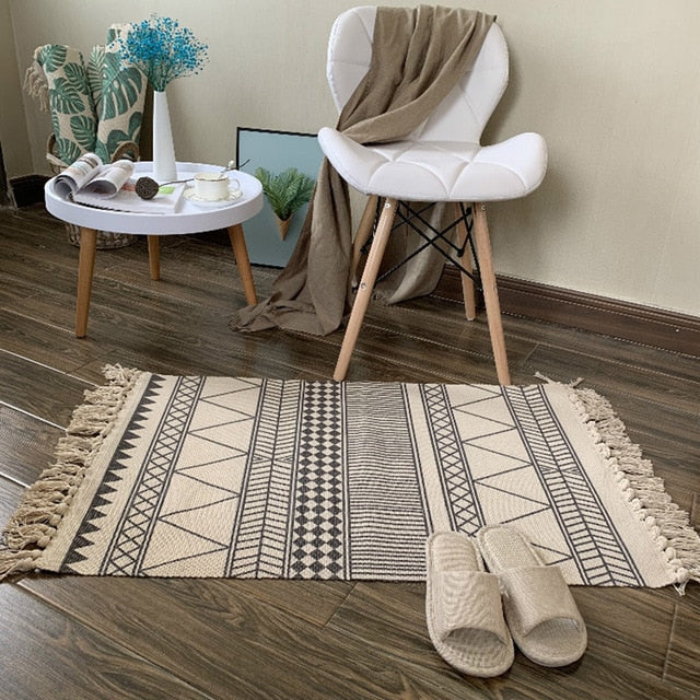 Retro Carpet For Sofa Living Room Bedroom Rug kitchen rug Cotton Tassels Mandala Carpets Table Runner Door Mat Home Decoration