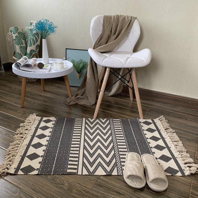 Retro Carpet For Sofa Living Room Bedroom Rug kitchen rug Cotton Tassels Mandala Carpets Table Runner Door Mat Home Decoration
