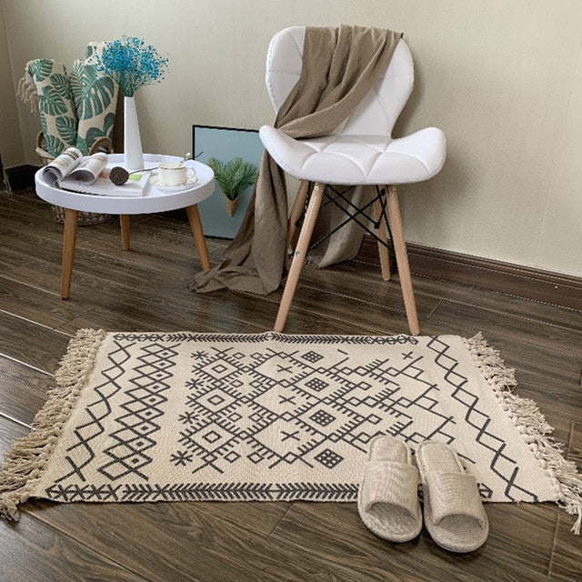 Retro Carpet For Sofa Living Room Bedroom Rug kitchen rug Cotton Tassels Mandala Carpets Table Runner Door Mat Home Decoration