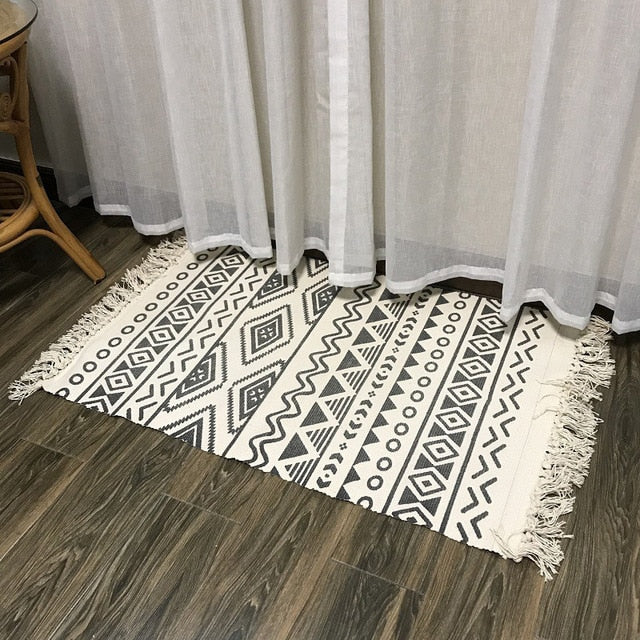Retro Carpet For Sofa Living Room Bedroom Rug kitchen rug Cotton Tassels Mandala Carpets Table Runner Door Mat Home Decoration