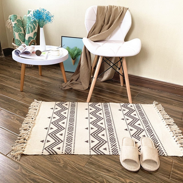 Retro Carpet For Sofa Living Room Bedroom Rug kitchen rug Cotton Tassels Mandala Carpets Table Runner Door Mat Home Decoration