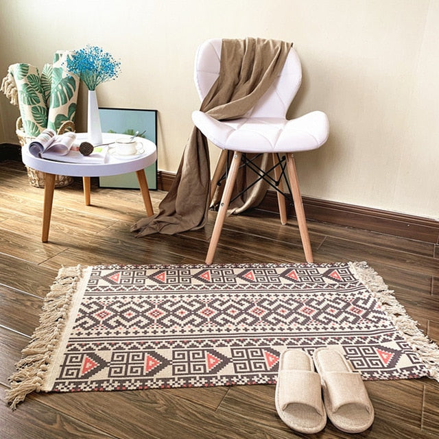 Retro Carpet For Sofa Living Room Bedroom Rug kitchen rug Cotton Tassels Mandala Carpets Table Runner Door Mat Home Decoration