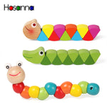 Colorful Wooden Worm Puzzles Kids Learning Educational Didactic Baby Development Toys Fingers Game for Children Montessori Gift