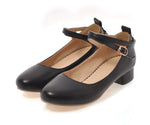 Women Pumps 3cm Low Square Block Heels Round Toe Mary Janes Black White Casual Wedding Dress Office Lady Cross Ankle Strap Shoes