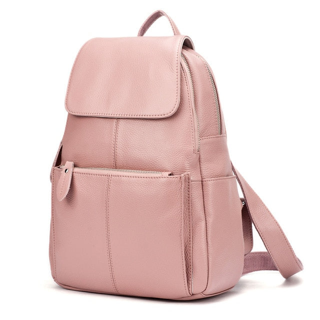 Zency Fashion Soft Genuine Leather Large Women Backpack High Quality A+ Ladies Daily Casual Travel Bag Knapsack Schoolbag Book