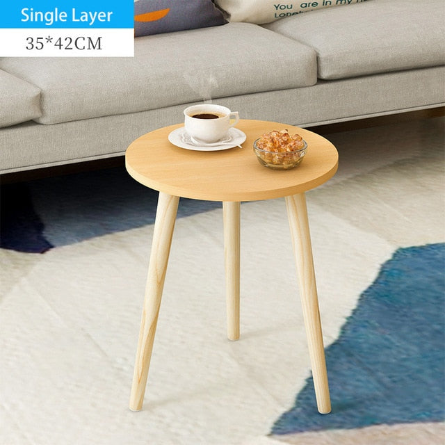Creative Nordic Wood Low Round Coffee Table Dirty Storage Table Tea Fruit Snack Service Plate Tray Living Room Sofa Side Table