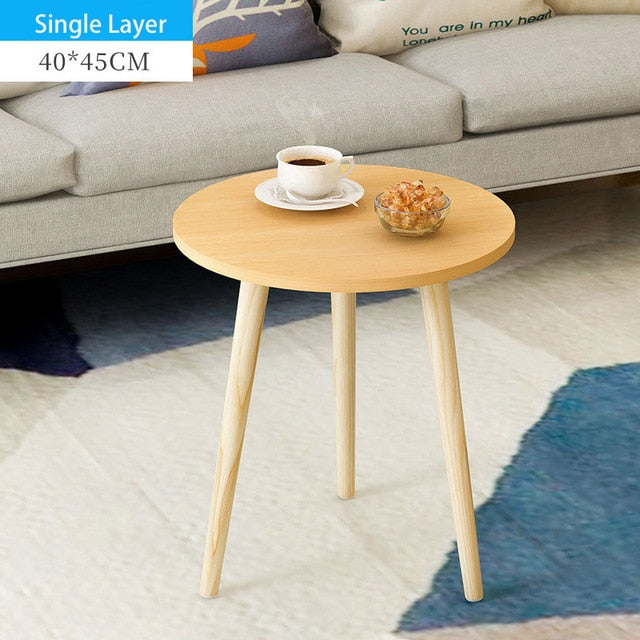 Creative Nordic Wood Low Round Coffee Table Dirty Storage Table Tea Fruit Snack Service Plate Tray Living Room Sofa Side Table