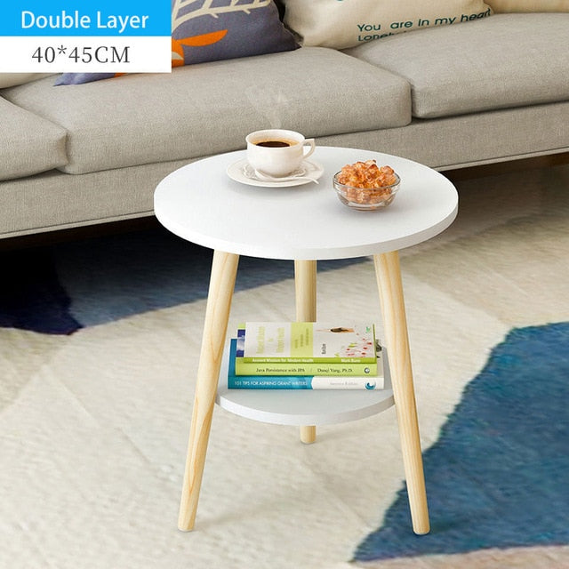Creative Nordic Wood Low Round Coffee Table Dirty Storage Table Tea Fruit Snack Service Plate Tray Living Room Sofa Side Table