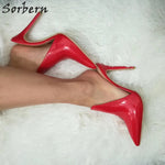Sorbern Black Pointed Toe Mules High Heels Women Stilettos Slip On Pumps Ladies Custom Colors High Fashion Shoes Plus Size 2018