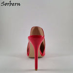 Sorbern Black Pointed Toe Mules High Heels Women Stilettos Slip On Pumps Ladies Custom Colors High Fashion Shoes Plus Size 2018