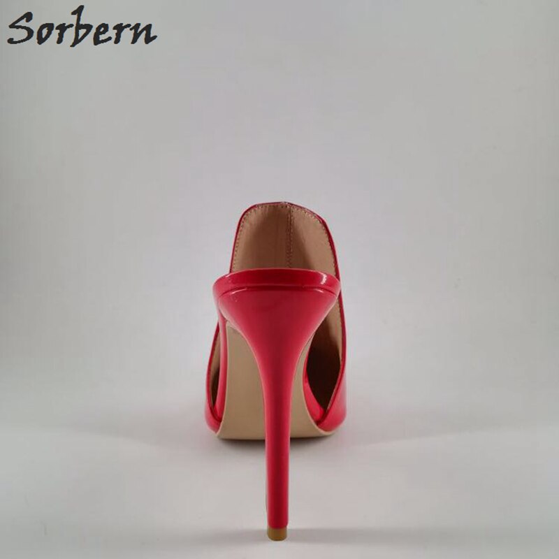 Sorbern Black Pointed Toe Mules High Heels Women Stilettos Slip On Pumps Ladies Custom Colors High Fashion Shoes Plus Size 2018
