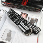 24 styles Unisex Canvas Belts Letters Printed D Ring Double Buckle Punk Waist Strap Women Men Teenager Long Wide white Belt