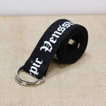 24 styles Unisex Canvas Belts Letters Printed D Ring Double Buckle Punk Waist Strap Women Men Teenager Long Wide white Belt