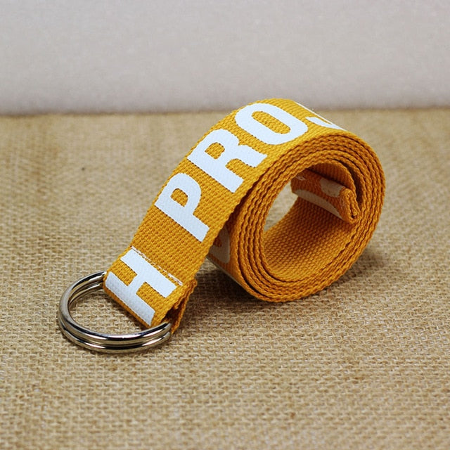 24 styles Unisex Canvas Belts Letters Printed D Ring Double Buckle Punk Waist Strap Women Men Teenager Long Wide white Belt