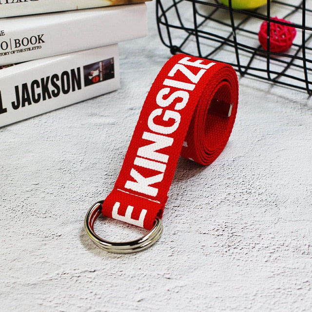 24 styles Unisex Canvas Belts Letters Printed D Ring Double Buckle Punk Waist Strap Women Men Teenager Long Wide white Belt