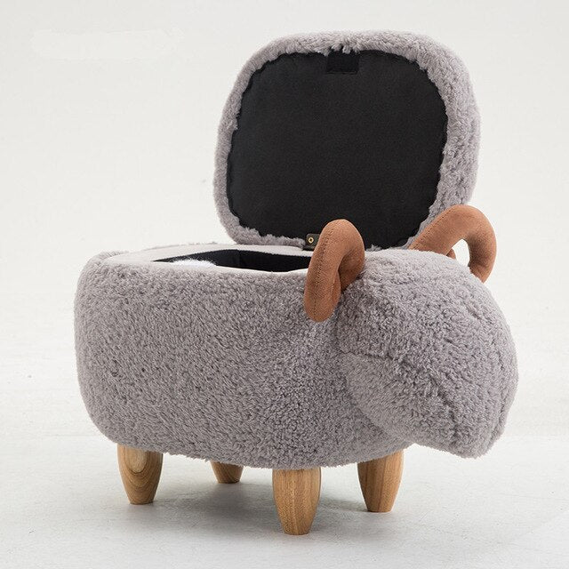 Sheep Storage Stool Animal Ottoman Footrest Stool/Padded Seat with Vivid Adorable Animal-Like Features Storage Ottoman Bench