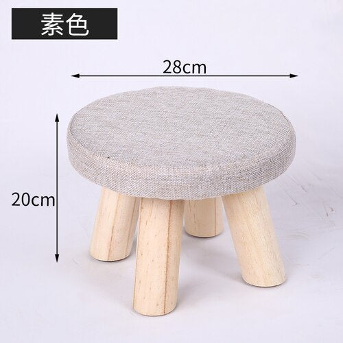 20 Color Small Stool Wooden Ottomans with Linen Cotton Cover Dining Benches Home Furniture Sofa Animal Round chair mx7081737