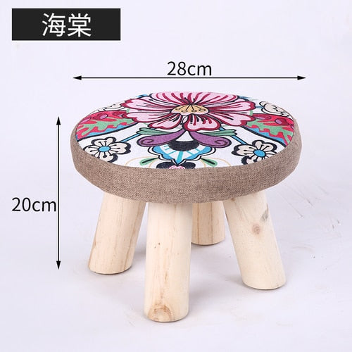 20 Color Small Stool Wooden Ottomans with Linen Cotton Cover Dining Benches Home Furniture Sofa Animal Round chair mx7081737