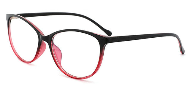 Feishini 2020 Fashion Women Cat Eye Eyeglasses Frame Optical Glasse Frame Ladies Retro Eyewear Transparent Fake Glasses Print