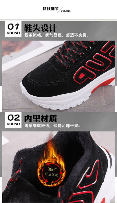 2018 Winter Plush Warm Women Tennis Shoes Platform Sneakers Chunky Height Increasing Sport Shoes Lady Outdoor Trainers Shoes