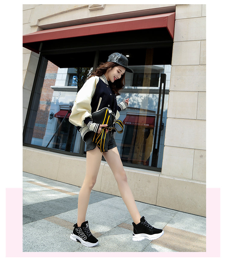 2018 Winter Plush Warm Women Tennis Shoes Platform Sneakers Chunky Height Increasing Sport Shoes Lady Outdoor Trainers Shoes