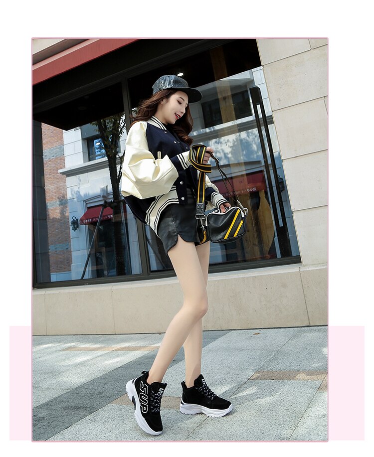 2018 Winter Plush Warm Women Tennis Shoes Platform Sneakers Chunky Height Increasing Sport Shoes Lady Outdoor Trainers Shoes