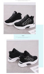 2018 Winter Plush Warm Women Tennis Shoes Platform Sneakers Chunky Height Increasing Sport Shoes Lady Outdoor Trainers Shoes
