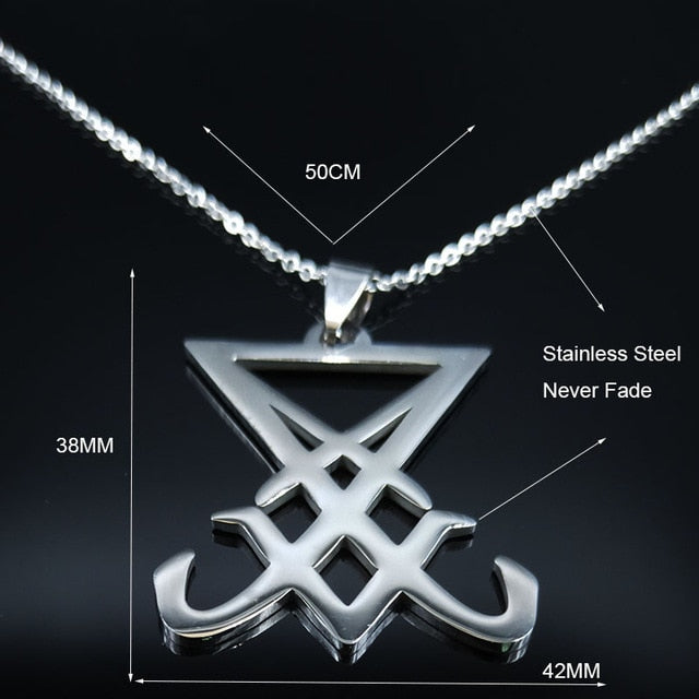 Large Talisman Baphomet Stainless Steel Necklace Pendant for Men/Women Goat PIN Jewerly Satanic PIN Lucifer Patch collier homme