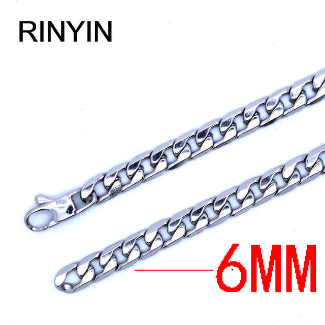 6/8/12mm Customize Length Mens High Quality Stainless Steel Necklace Curb Cuban Link Chain Fashion Jewerly