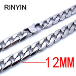 6/8/12mm Customize Length Mens High Quality Stainless Steel Necklace Curb Cuban Link Chain Fashion Jewerly