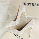 Rhinestone Women Shoes Sexy High Heels Pointed Women Shoes Pumps Women Heels Bling Bridal Wedding Shoes Ladies Plus Size 42 43