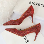 Rhinestone Women Shoes Sexy High Heels Pointed Women Shoes Pumps Women Heels Bling Bridal Wedding Shoes Ladies Plus Size 42 43