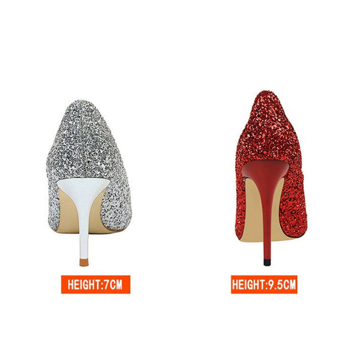 Rhinestone Women Shoes Sexy High Heels Pointed Women Shoes Pumps Women Heels Bling Bridal Wedding Shoes Ladies Plus Size 42 43