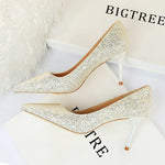Rhinestone Women Shoes Sexy High Heels Pointed Women Shoes Pumps Women Heels Bling Bridal Wedding Shoes Ladies Plus Size 42 43