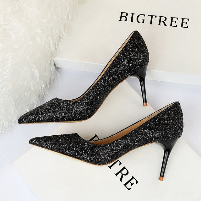 Rhinestone Women Shoes Sexy High Heels Pointed Women Shoes Pumps Women Heels Bling Bridal Wedding Shoes Ladies Plus Size 42 43