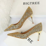 Rhinestone Women Shoes Sexy High Heels Pointed Women Shoes Pumps Women Heels Bling Bridal Wedding Shoes Ladies Plus Size 42 43