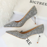 Rhinestone Women Shoes Sexy High Heels Pointed Women Shoes Pumps Women Heels Bling Bridal Wedding Shoes Ladies Plus Size 42 43