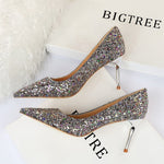 Rhinestone Women Shoes Sexy High Heels Pointed Women Shoes Pumps Women Heels Bling Bridal Wedding Shoes Ladies Plus Size 42 43