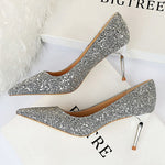 Rhinestone Women Shoes Sexy High Heels Pointed Women Shoes Pumps Women Heels Bling Bridal Wedding Shoes Ladies Plus Size 42 43