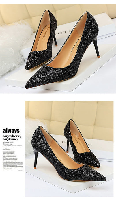 Rhinestone Women Shoes Sexy High Heels Pointed Women Shoes Pumps Women Heels Bling Bridal Wedding Shoes Ladies Plus Size 42 43