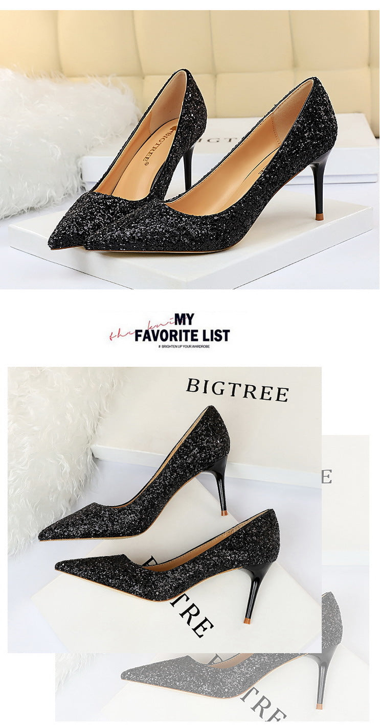 Rhinestone Women Shoes Sexy High Heels Pointed Women Shoes Pumps Women Heels Bling Bridal Wedding Shoes Ladies Plus Size 42 43
