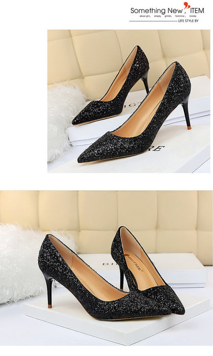 Rhinestone Women Shoes Sexy High Heels Pointed Women Shoes Pumps Women Heels Bling Bridal Wedding Shoes Ladies Plus Size 42 43