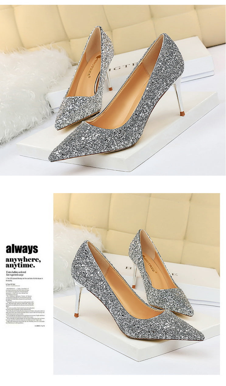 Rhinestone Women Shoes Sexy High Heels Pointed Women Shoes Pumps Women Heels Bling Bridal Wedding Shoes Ladies Plus Size 42 43