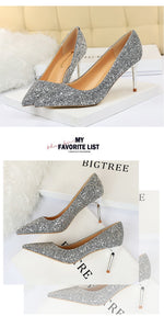 Rhinestone Women Shoes Sexy High Heels Pointed Women Shoes Pumps Women Heels Bling Bridal Wedding Shoes Ladies Plus Size 42 43