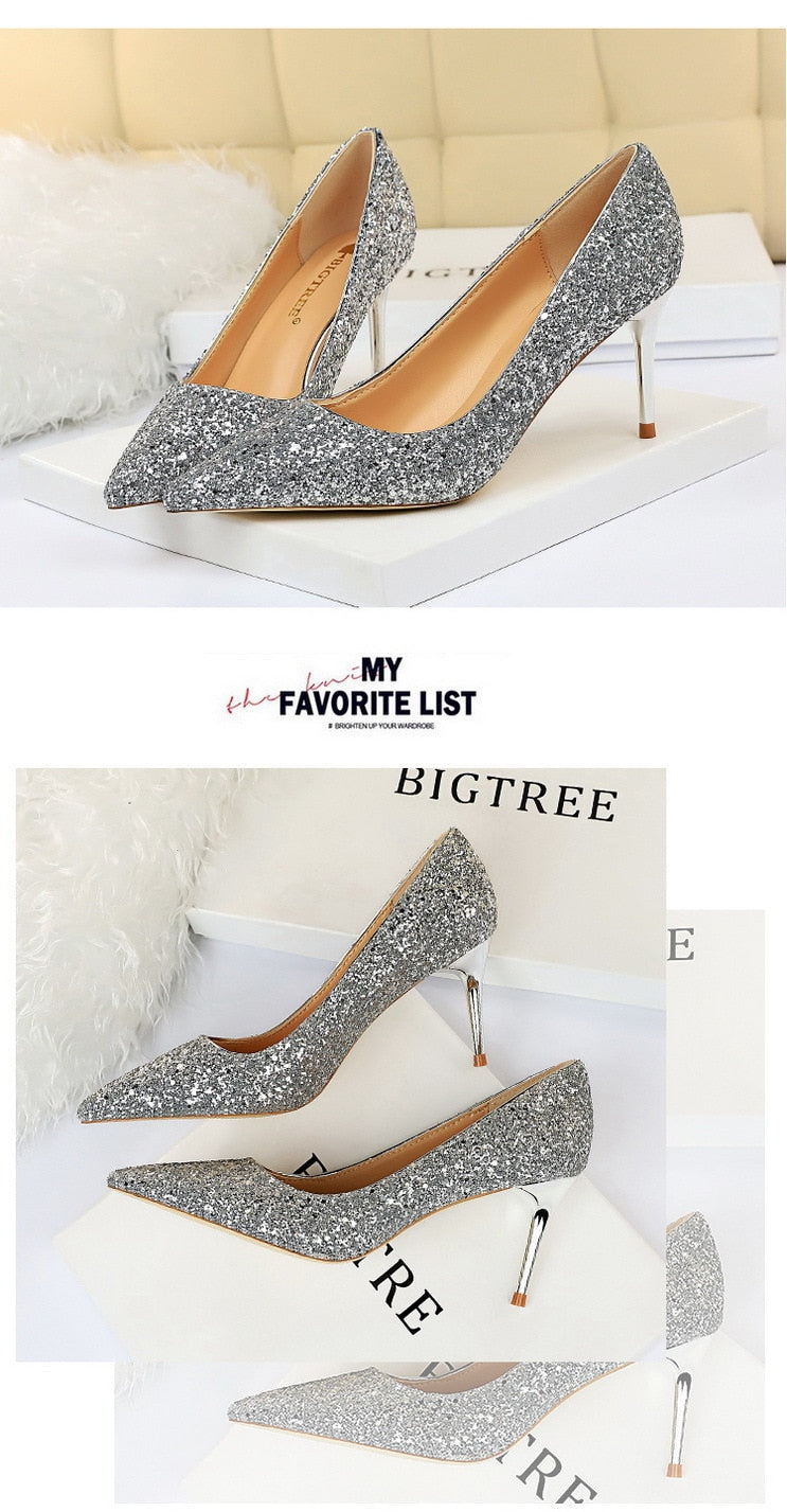 Rhinestone Women Shoes Sexy High Heels Pointed Women Shoes Pumps Women Heels Bling Bridal Wedding Shoes Ladies Plus Size 42 43