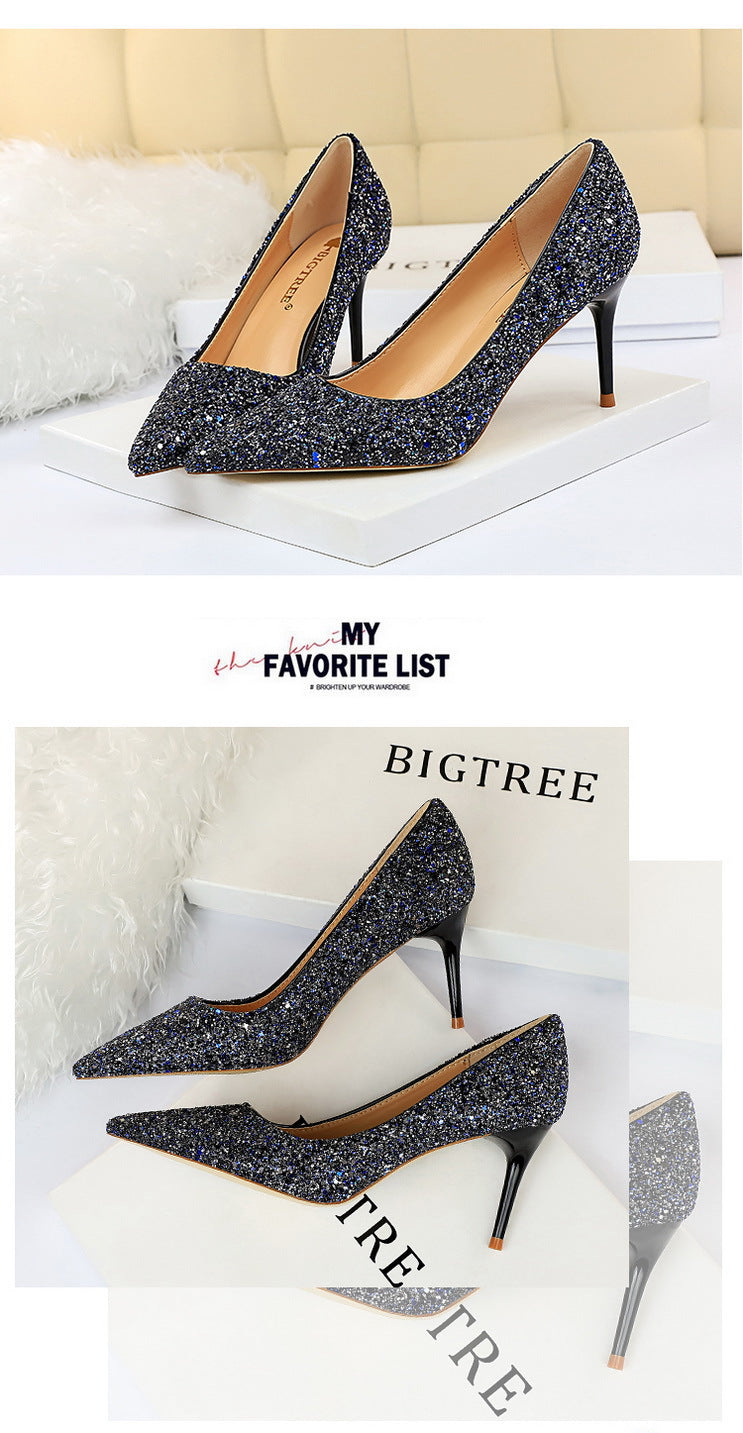 Rhinestone Women Shoes Sexy High Heels Pointed Women Shoes Pumps Women Heels Bling Bridal Wedding Shoes Ladies Plus Size 42 43