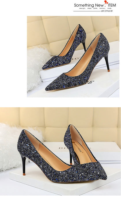 Rhinestone Women Shoes Sexy High Heels Pointed Women Shoes Pumps Women Heels Bling Bridal Wedding Shoes Ladies Plus Size 42 43