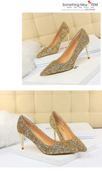 Rhinestone Women Shoes Sexy High Heels Pointed Women Shoes Pumps Women Heels Bling Bridal Wedding Shoes Ladies Plus Size 42 43
