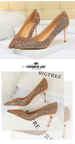 Rhinestone Women Shoes Sexy High Heels Pointed Women Shoes Pumps Women Heels Bling Bridal Wedding Shoes Ladies Plus Size 42 43