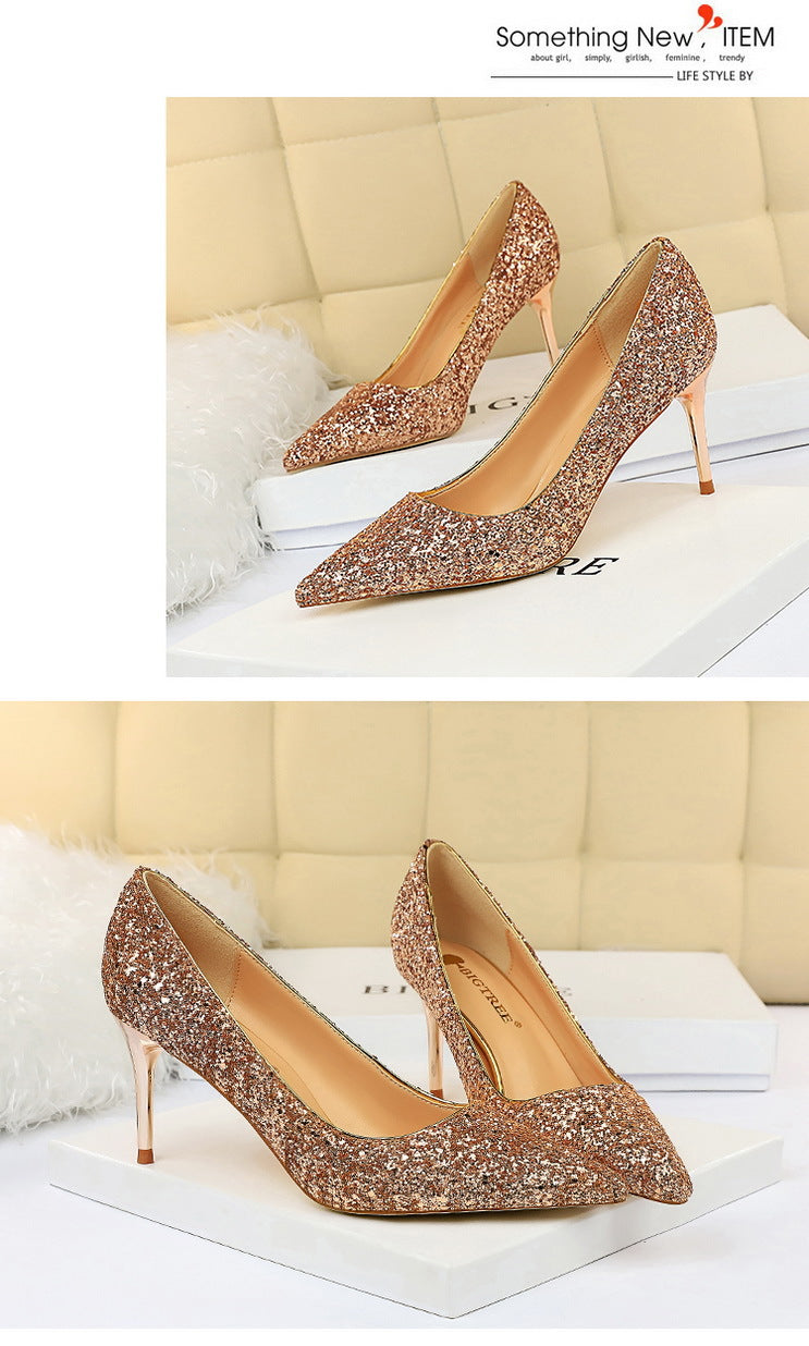 Rhinestone Women Shoes Sexy High Heels Pointed Women Shoes Pumps Women Heels Bling Bridal Wedding Shoes Ladies Plus Size 42 43